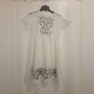 Embroidered White Dress